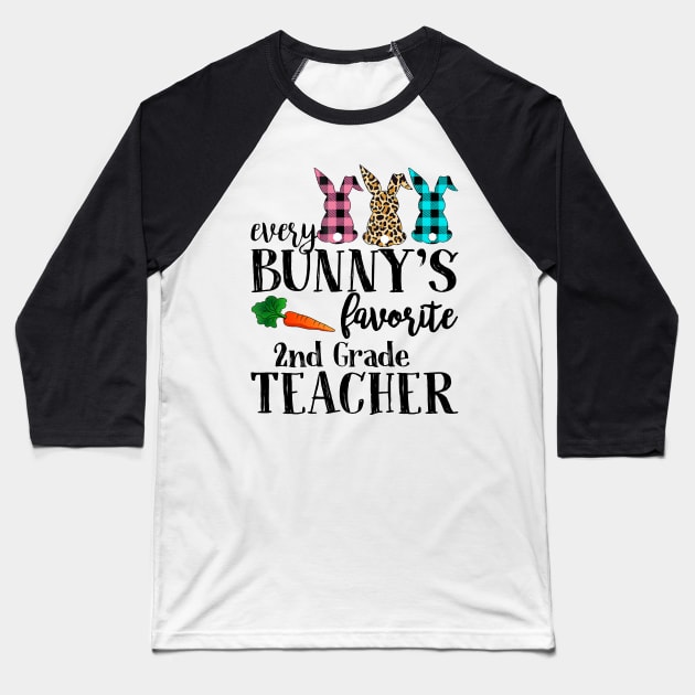 Every Bunny's Favorite 2nd Grade Teacher Leopard Buffalo Bunny Easter Day Baseball T-Shirt by Magazine